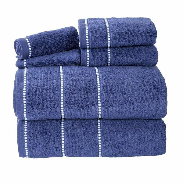 Bedford Home Quick Dry 100 Percent Cotton Zero Twist 6 Piece Towel Set - Navy 67A-76924